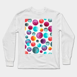 Multicolored Polka Dot Watercolor Pattern Long Sleeve T-Shirt